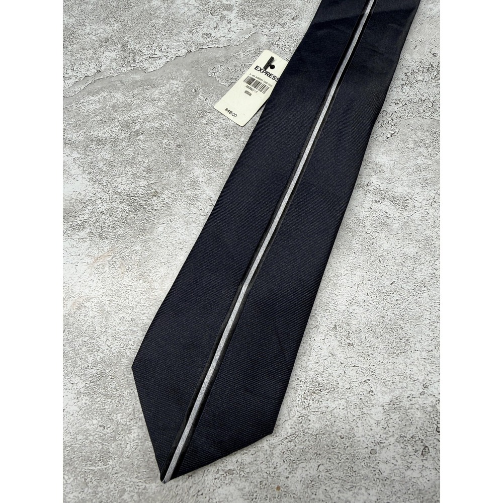 Express Polyester Tie Mens One Size Blue Solid Pointed Made In China Necktie New